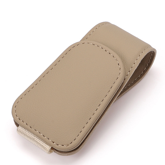 Universele Auto Auto Zon Zonneklep Brilklem Lederen Glazen Houder Magnetische Multifunctionele Auto Accessoires Opslag
