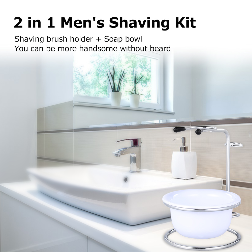 2 in 1 barberskrabersæt til mænd sæbeskål & barberbørsteholder barbersæbeskål til mænd til mænd til mænd til barbering.
