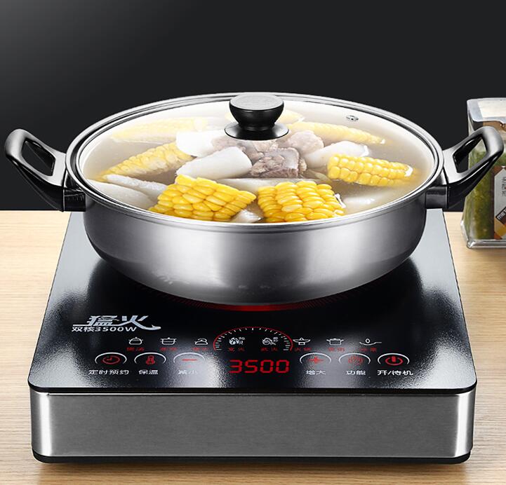 3500W High-power Induction Cooker Household Smart Touch Screen Cooking Stove Black Micro Crystal Panel 220V 2001-3000W