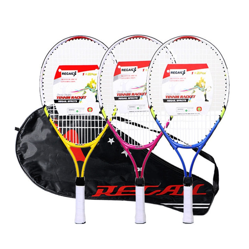 Kids Junior Children Sports Tennis Racket Aluminum Alloy PU Handle Tennis Racket Chidlren Beginners with Carry Bag