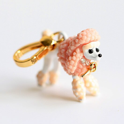 Cute Pink Poodle Charm Women Handbag Zipper chain For Girl Necklace Pendant Jewelry