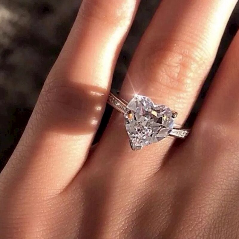 Anillo de compromiso brillante con incrustaciones para mujer, sortija de compromiso con personalidad, de amor para novia