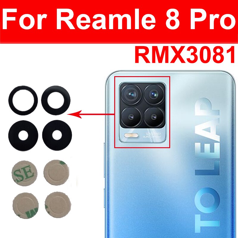 Terug Achteruitrijcamera Glas Lens Voor Oppo Realme 7 8 Pro 7i 8i 8S Global 5G Achteruitrijcamera lens Voor Realme 7pro 8pro Met Sticker Reparatie: ForRealme8Pro