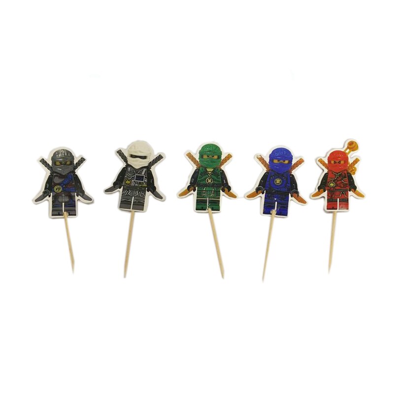 Ninjagoing Party Decoration Disposable Tableware Supplies Paper Plate Cup Napkin Baby Shower Kids Birthday Party Supplies: toothpick flag-24pcs
