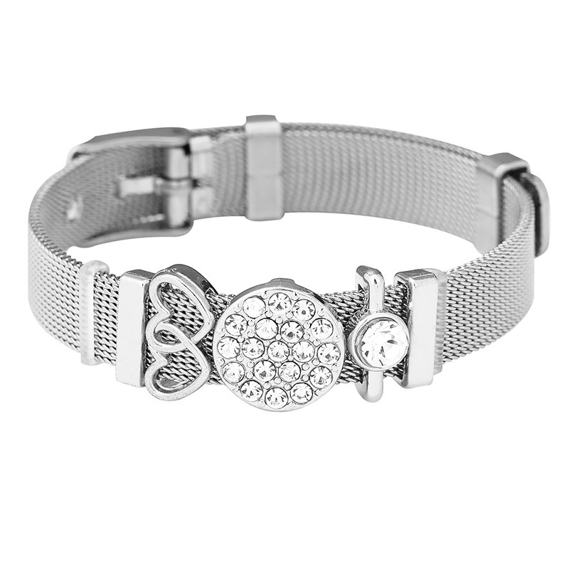 Baopon bedel sieraden zilverkleurige roestvrijstalen mesh armbandenset eenhoorn toren fijne armbanden voor vrouwen: M017