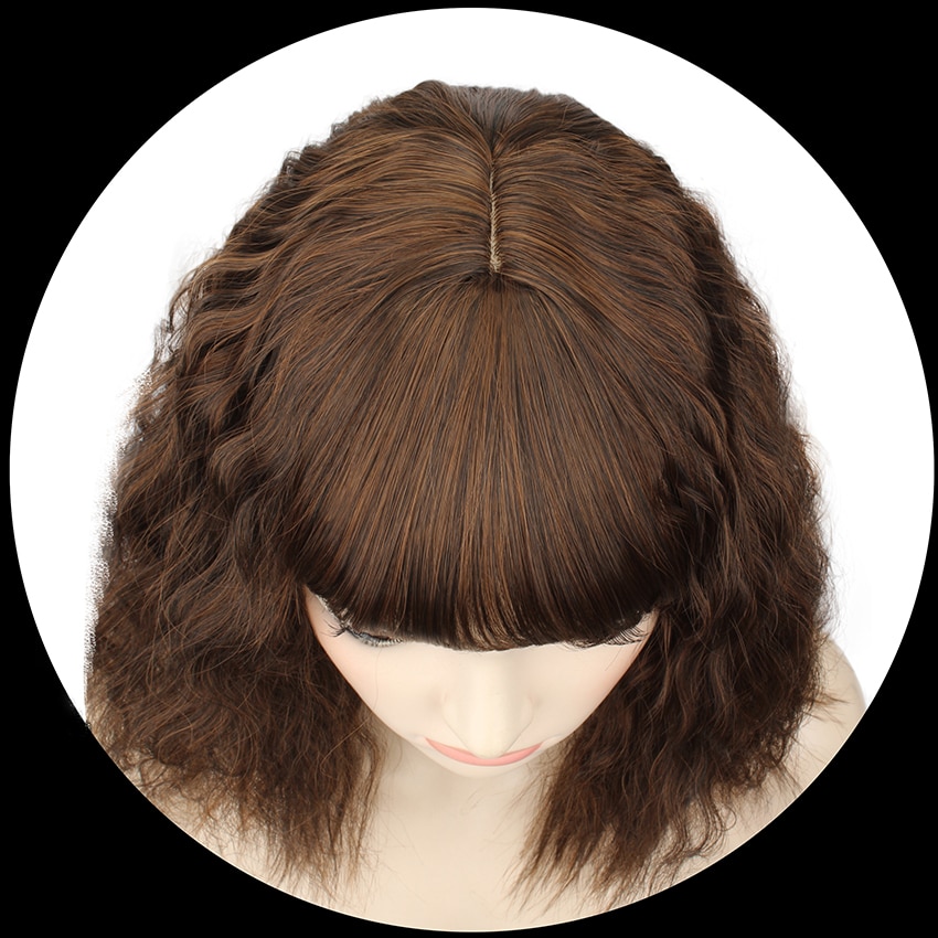 Female Synthetic Hair Extensions &amp; Wigs Curly 12inch Clip in Extension Hair Pieces Long High Temperature Fiber Dark/Light Brown