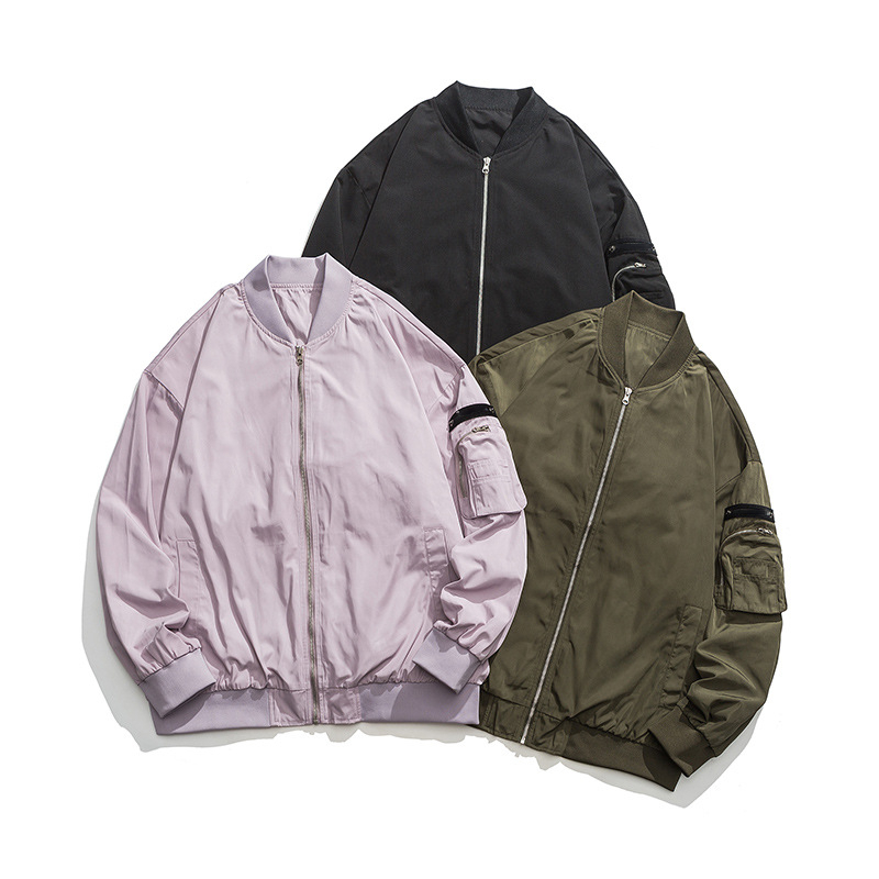 Chaqueta Bomber informal para hombre, abrigo de béisbol de manga larga, ropa de trabajo para exteriores, prendas de vestir exteriores, color morado, rosa y verde, talla grande 3xl, primavera y otoño