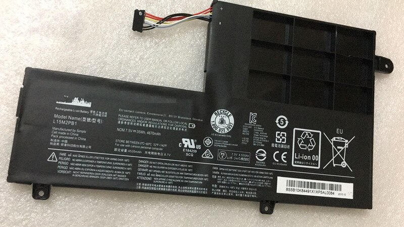 Batterie 7.6V 35wh pour ordinateur portable Lenovo Yoga 510-14ISK 7000-14 520 L15C2PB1