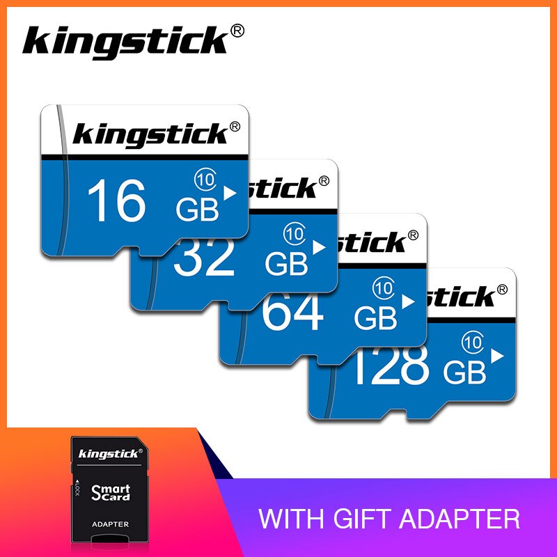 Kingstick Wit Blauw Card 32Gb 64Gb 128G Geheugenkaart Class10 Microsd Flash Kaarten 32Gb Cartao De memoria Tf Card Gratis Adapter