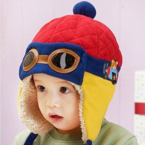 Nuovi Cappelli di Moda bambino Pilota Aviatore Cappello Paraorecchie Berretti Bambini Autunno Inverno Caldo Paraorecchie di Protezione per Le Orecchie cap bambino Accessori: Rosso