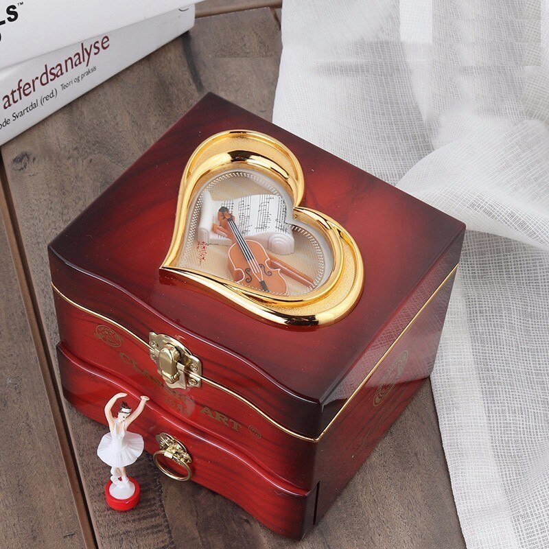 Classic Rotating Dancer Ballerina Piano Music Box Clockwork Plastic Jewelry Box Girls Hand Crank Music Mechanism Christm