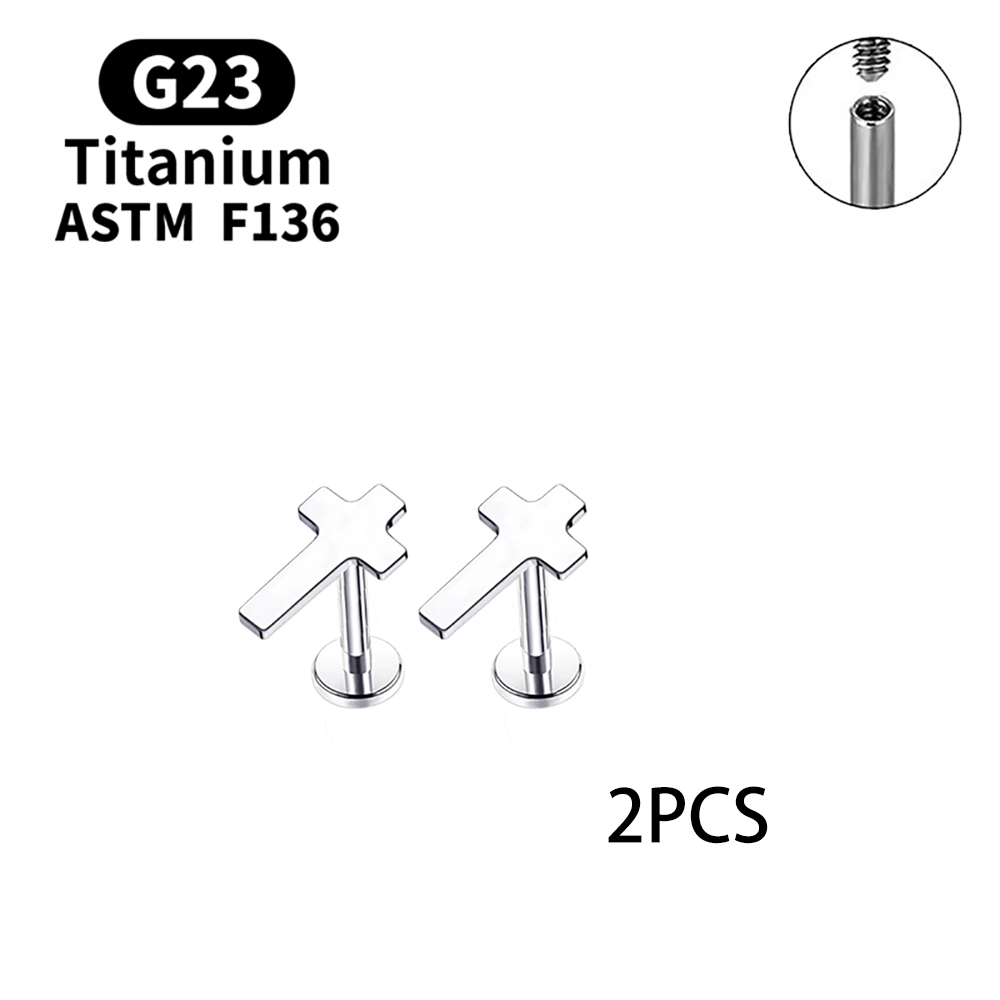 2 uds pendientes de tuerca G23 Piercing titanio grado Implante accesorios de joyería corporal Sexy para mujer: Castaño / Chapado en zinc azul
