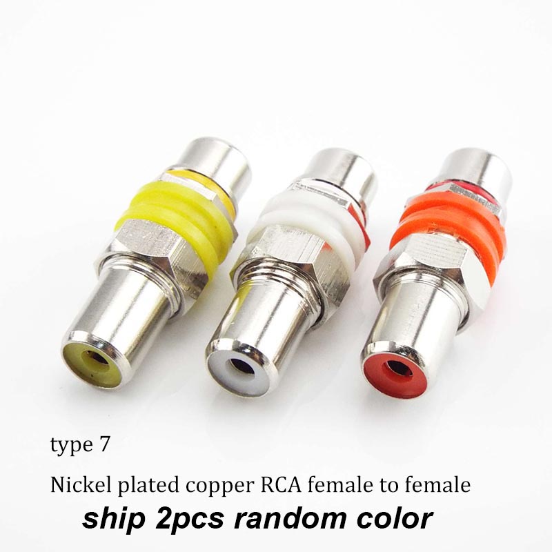 2 stks RCA Man vrouw naar 2rca 3rca man Vrouw RCA Connector Splitter Adapter AV Video Audio T Plug RCA 2 3 manier rechts angel a1: Goud