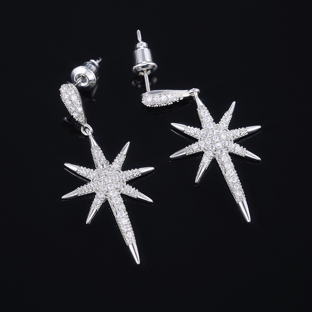 Boucles d'oreilles étoiles de luxe 925 en argent sterling pour femme bijoux anniversaire moonso  e5890