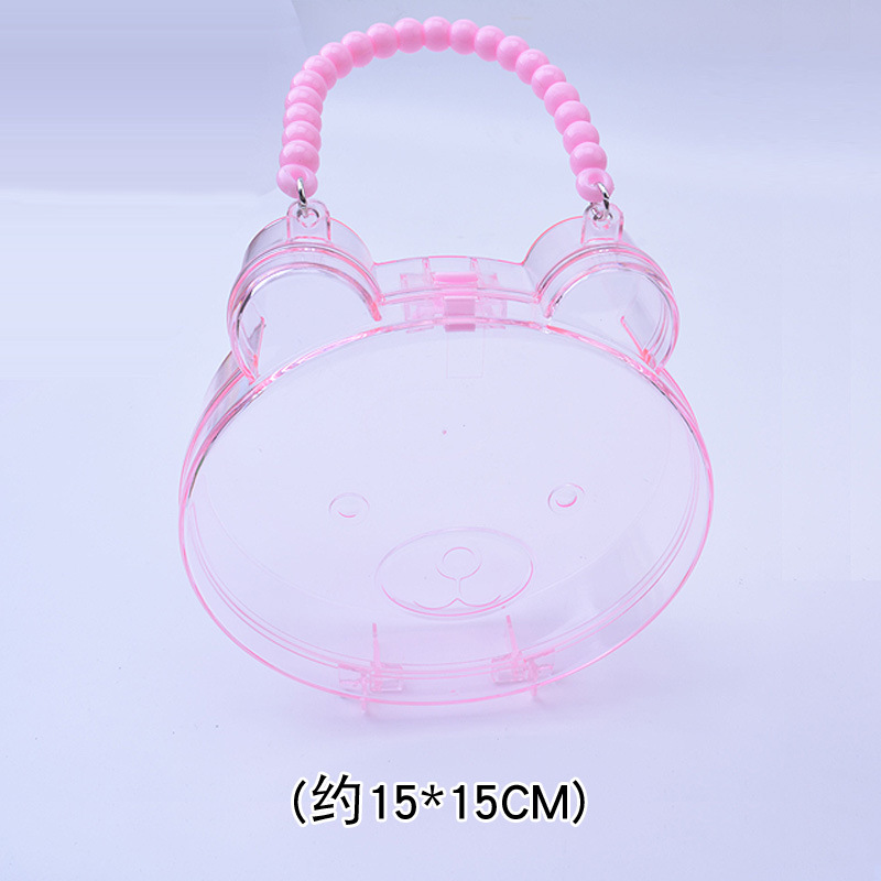 Søde tegneserie kosmetiske taskeæske med klistermærker til babypiger foregiver at spille skønhed fødselsdag kawaii smykker tilbehør: Bære håndtaske