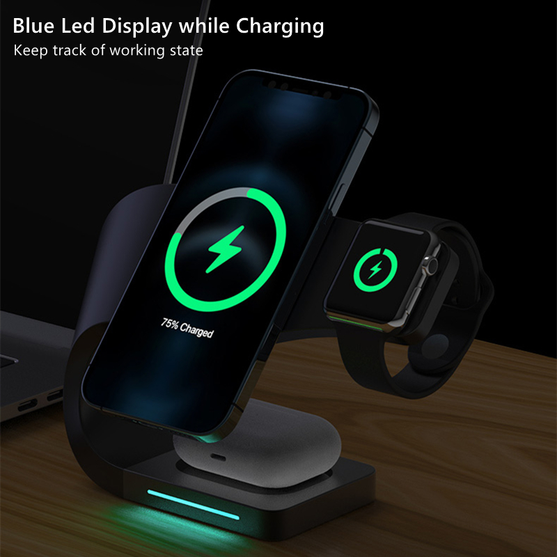 15w magnetische schnelllade-dockingstationen für iphone 13, 13 pro, 12 pro max , 4 in, 1 , airpods pro und iwatch  se 6, 5, 4, 3.