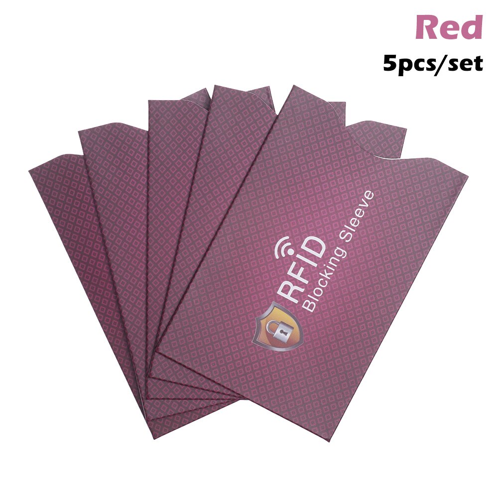 5Pcs Anti RFID Blocco della carta di lettore di Schede di Serratura del Supporto di Carta di IDENTIFICAZIONE della Carta di Credito di Caso Della Protezione di Alluminio del Metallo Intelligente Anti-furto supporto di Carta di credito: Red