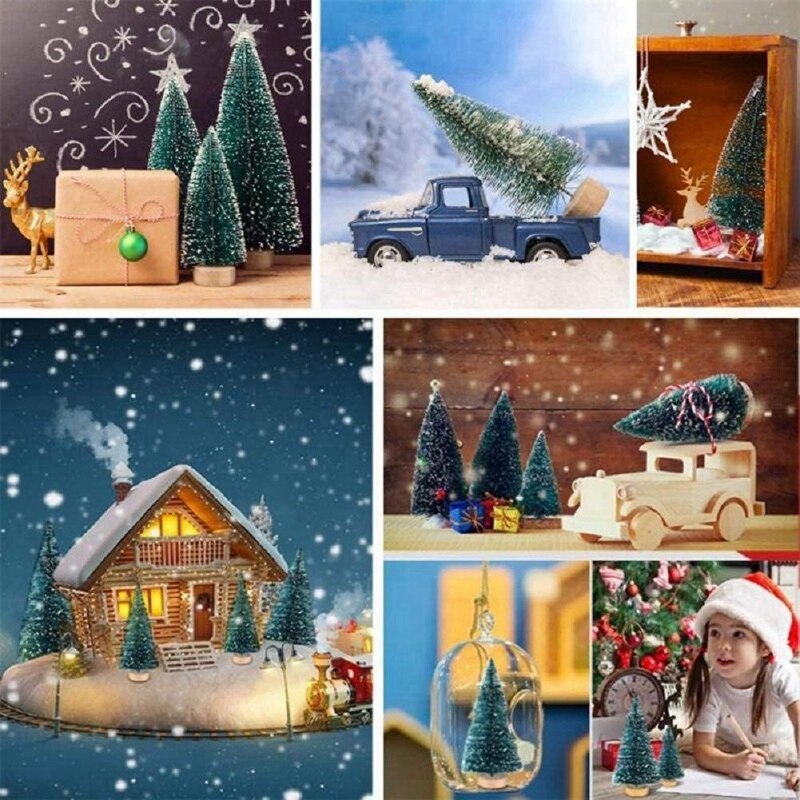 12Pcs Pine Needle Christmas Tree Micro-Landscape Accessories Snow Tree Landscaping Christmas Home Decoration