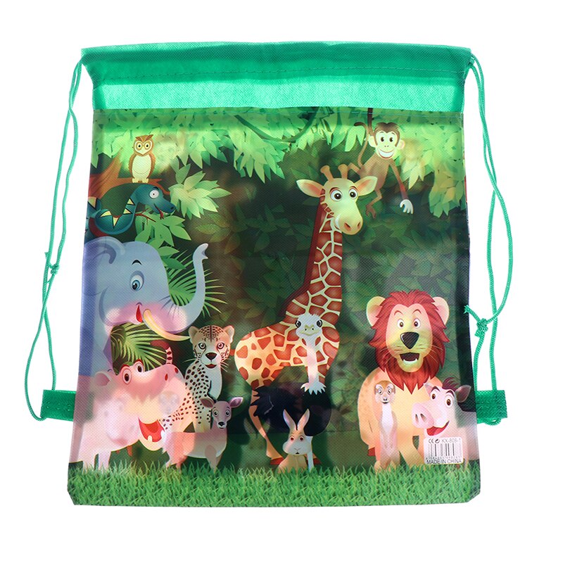 Bolsa de tela no tejida con tema Animal de Zoo Forest, mochila con cordón, bolsa de para fiestas, bolsa de compras, chaleco