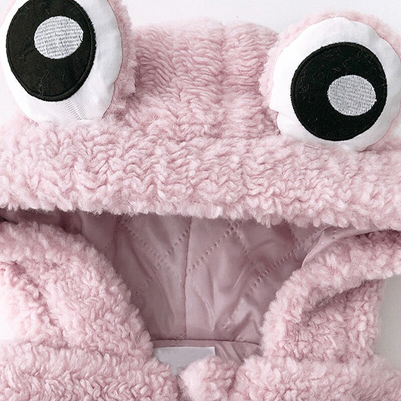 Baby Boy Winter Vest Cartoon Kikker Met Grote Ogen Peuter Meisje Bovenkleding Schattige Baby Herfst Kleding Effen Kleur Katoen Warm kleding