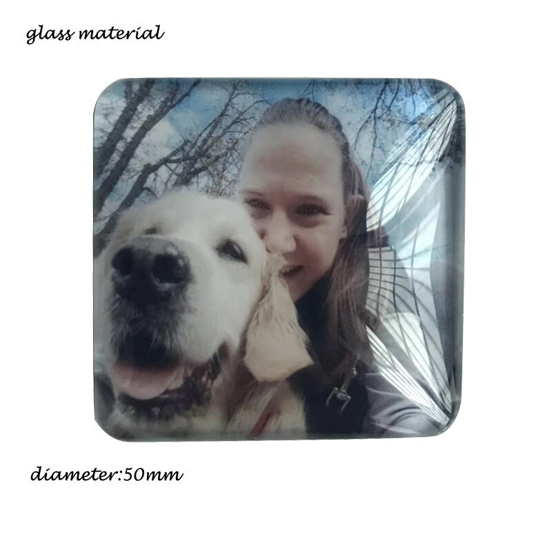 DIY Personal Custom Refrigerator Magnets Sticker Glass Retangle Fridge Magnet Sticker Home Decoration: glass square 50 mm
