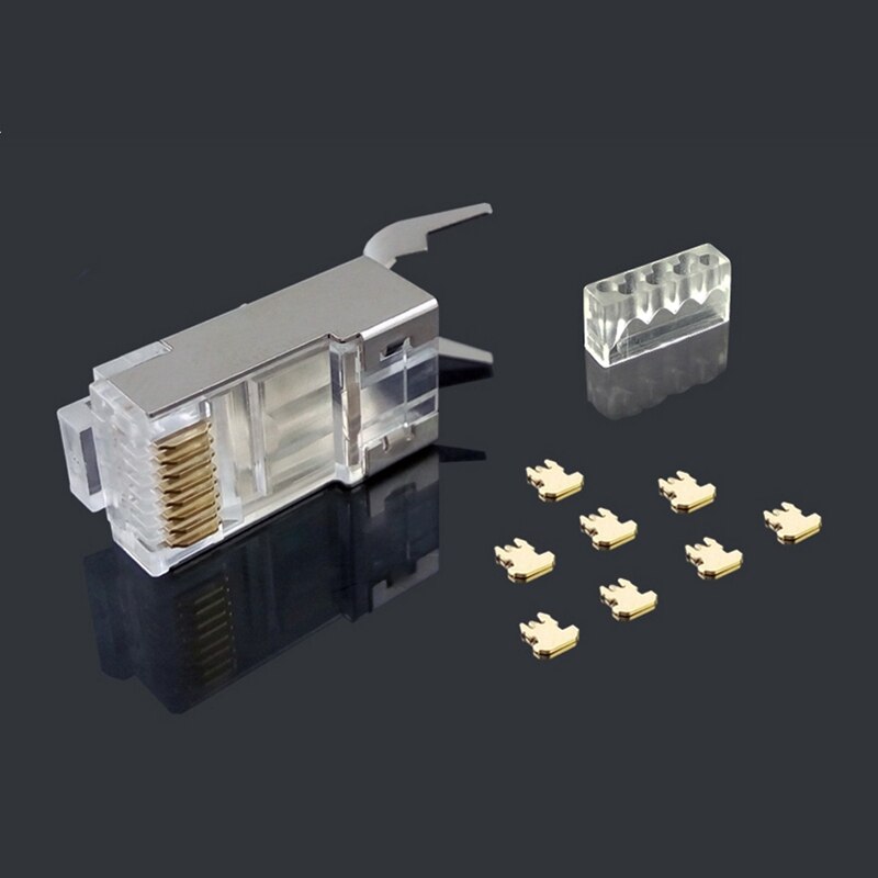 Rj45 Connector Rj 45 Ethernet Cable Plug Cat7 Cat6A 8P8C Stp Shielded Cat 7 Network Terminals 1.m 50Pcs