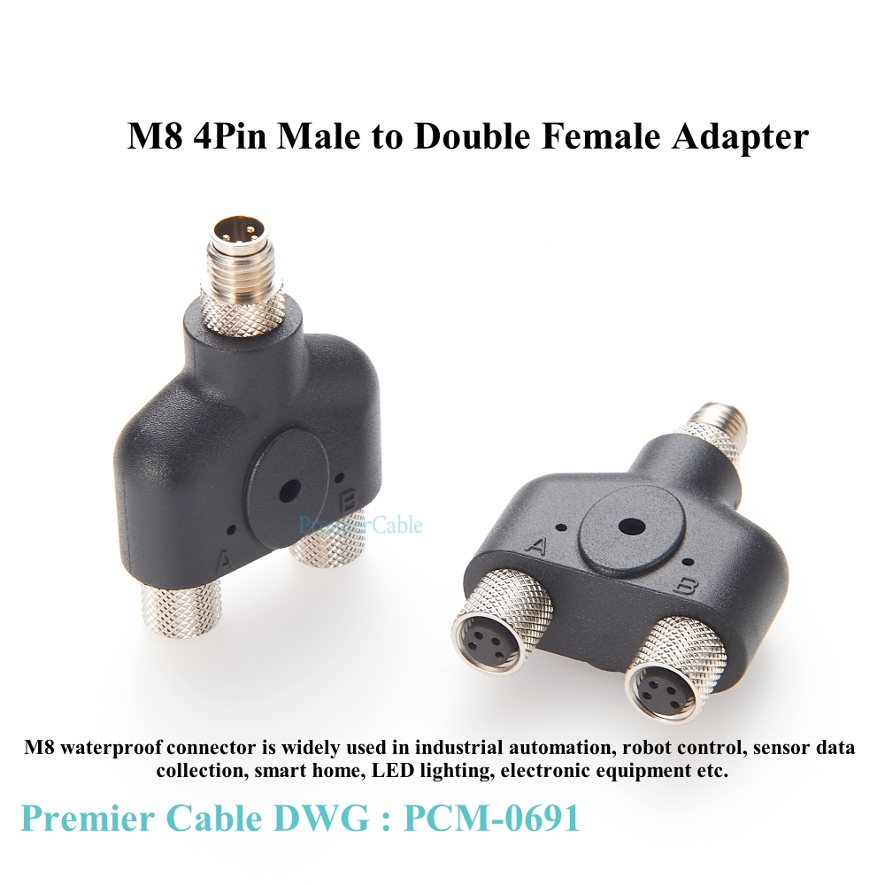 M8 Y Splitter Étanche M8 4 Broches Type Y Mâle à Double Femelle Adaptateur M8 T Splitter Capteur Actionneur Tee M8 Splitter