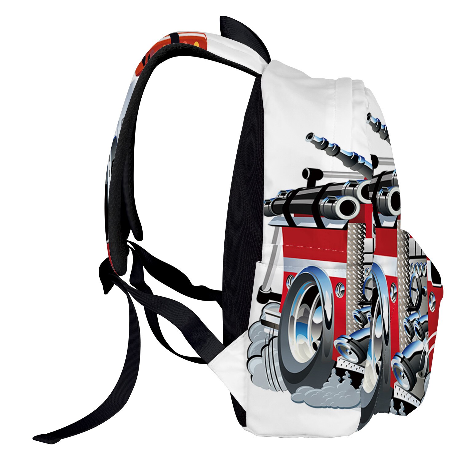 Cartoon Fire Truck Backpack College Students Laptop Backpack Book Bag Casual School Bag