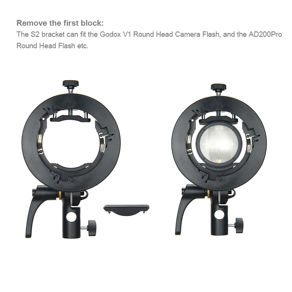 Support Flash s-type Godox S2 support Speedlite support Bowens pour Godox V1 V860II TT350 AD400Pro AD200Pro Flash beauté