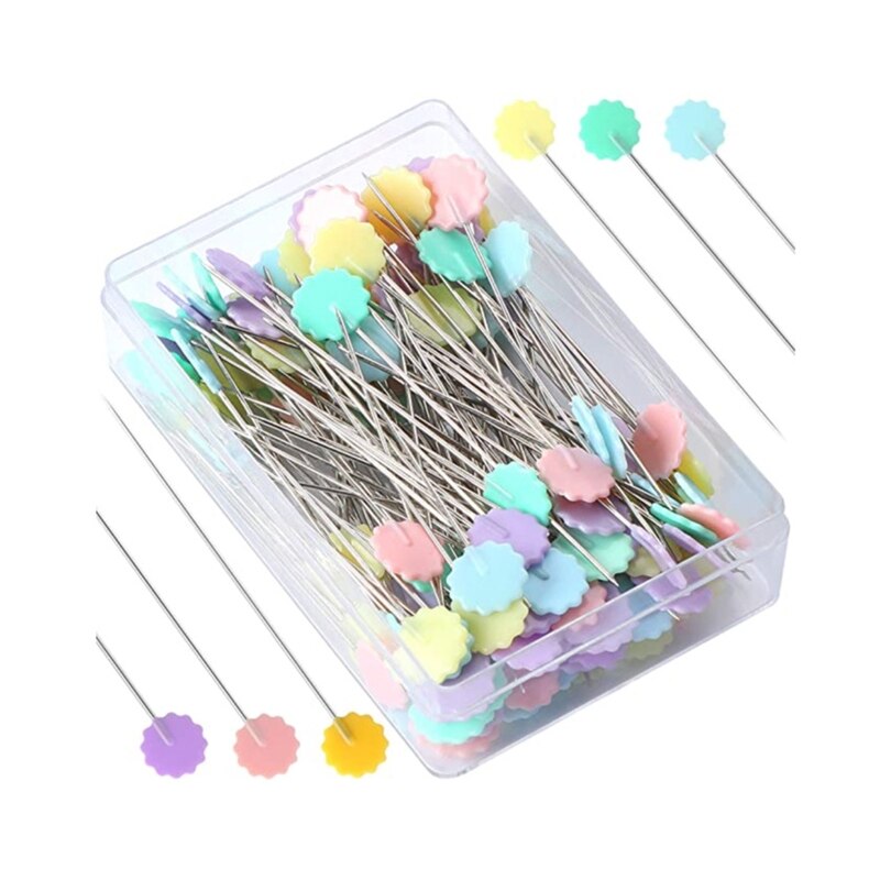 100 Pieces Long Straight Pins Sewing Pins with Clear Plastic Box Dressmaking Sewing Accessories for DIY Jewelry Decor 2022