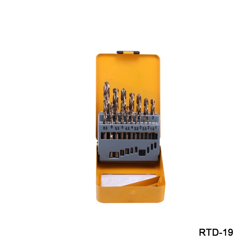 Multi-especificação industrial conjunto de broca ferramenta conjunto de broca de torção de cobalto punho reto hit broca de ferro de aço inoxidável: 19 pieces