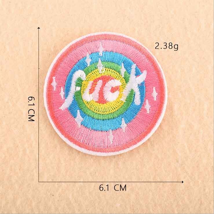 Pink Colourful Rainbow Smile Flower Iron On Embroidered Clothes Patches For Girl Women Clothing Stickers