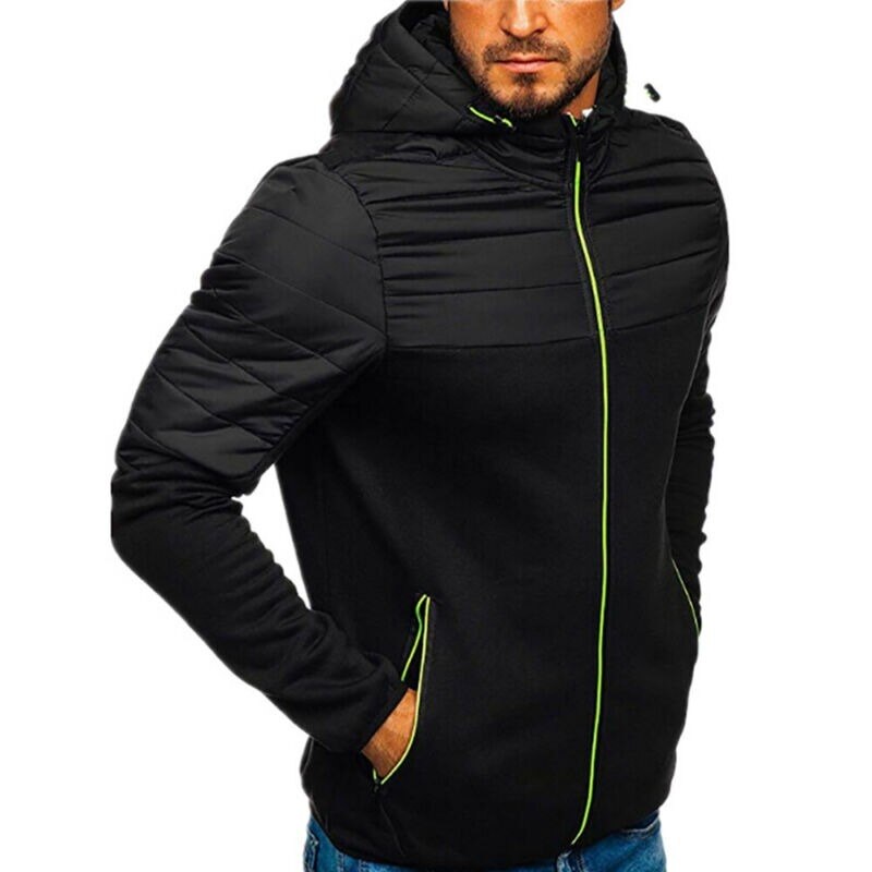 Coats for Men Down Jackets Hooded Fleece Jacket Zipper Casual Winter Coat Male Warm Work Wear Clothes