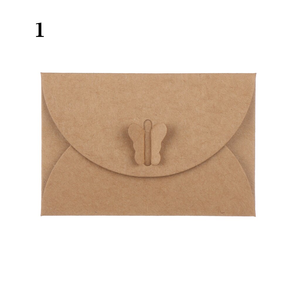 Sobres de papel con hebilla para tarjetas, cartera pequeña de Papel Kraft para postales, sobres de invitación, papelería de oficina, 5 unids/set por juego: brown