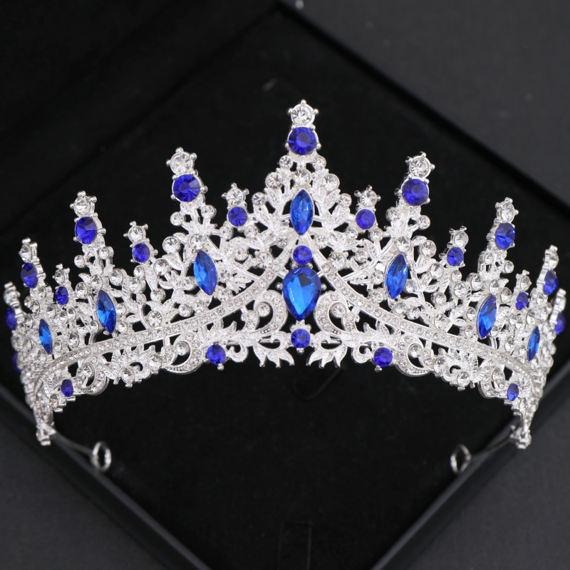 Barok Kristal Tiara 'S En Kronen Strass Prom Diadeem Kroon Voor Vrouwen Bruids Bruiloft Haaraccessoires Sieraden Kroon Tiara: Platinum Plated