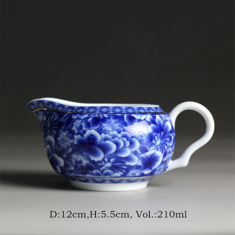 Kinesisk tekande tekande tekande jingdezhen blå og hvid porcelæns tekop keramisk skummer mælkekop kaffe lattekande: Blomstrende