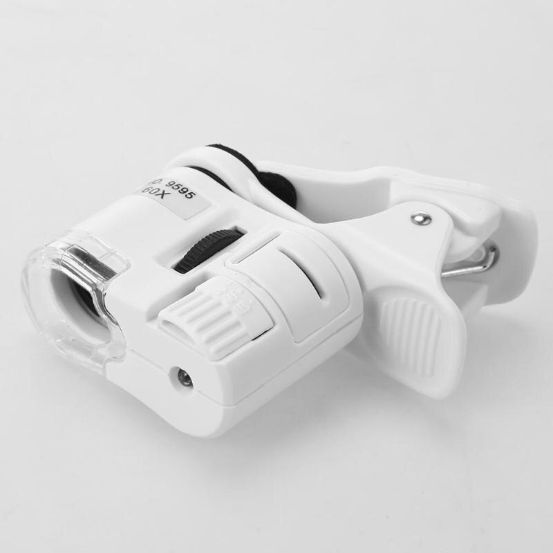 Universel 60X téléphone Microscope Zoom Micro caméra pince lentille LED lumière caméra pince LED lentilles pour iPhone Microscope Electronique