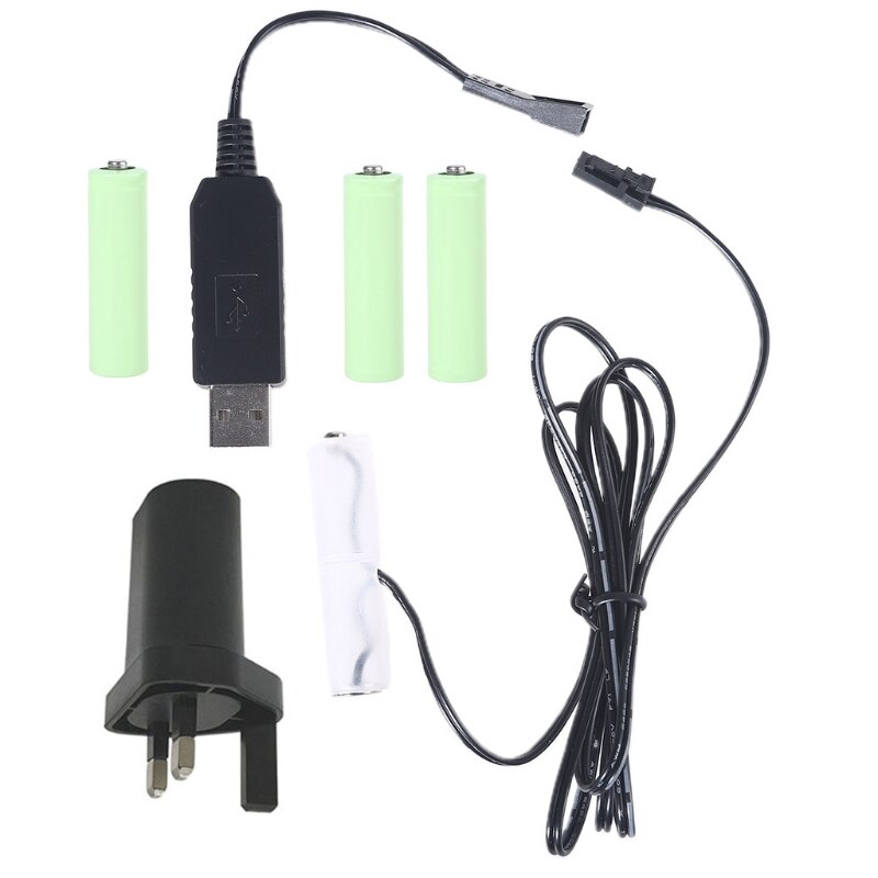 Battery to Electric AA Converter Convert Any 1-4pcs AA Battery Powered Clock Toys Lamps Device to USB Electric: 6V- UK