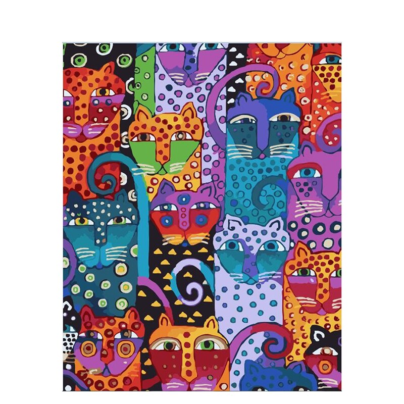 Pintura por números de animales y gatos, arte de pared moderno, cuadro en lienzo para decoración del hogar, 40x50cm: 40x50cm Diy Frame