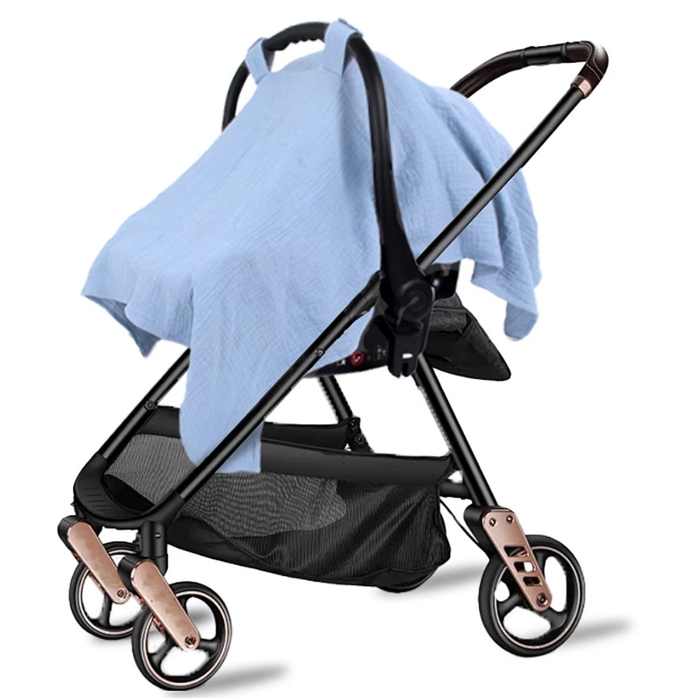 Capa de carrinho de bebê de algodão leve guarda-sol transporte capa completa capa de assento de segurança do bebê gaze capa de cesta de bebê crianças