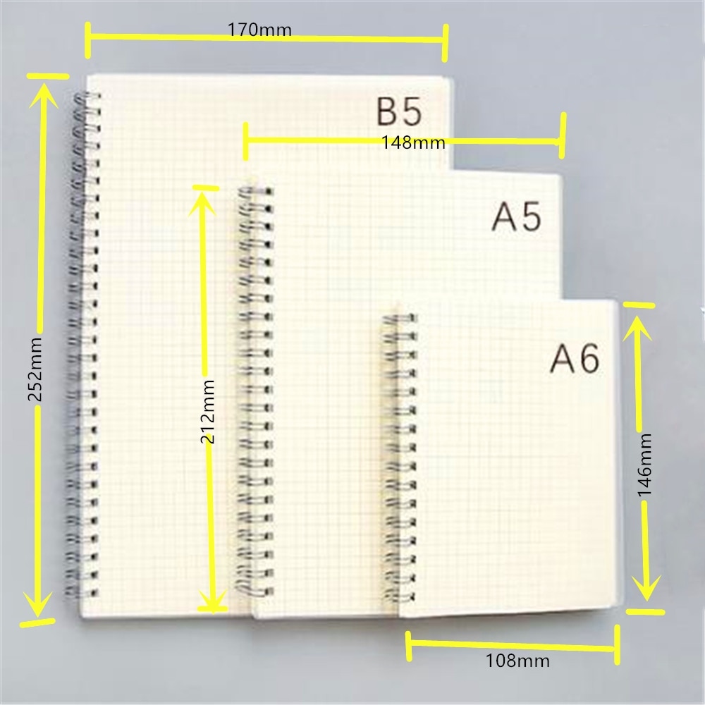 A5/a6/b5 klare pp frostet omslag notesbog prik gitter/firkantet/blanke/linjesider spole notesbog med bandage skolepapir