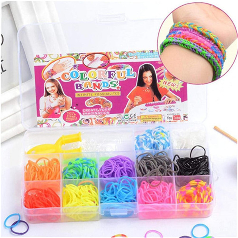 600 Pcs Rubber Loom Bands Diy Speelgoed Voor Kinderen Set Kid Armband Siliconen Elastiekjes Elastische Rainbow Weave Meisje