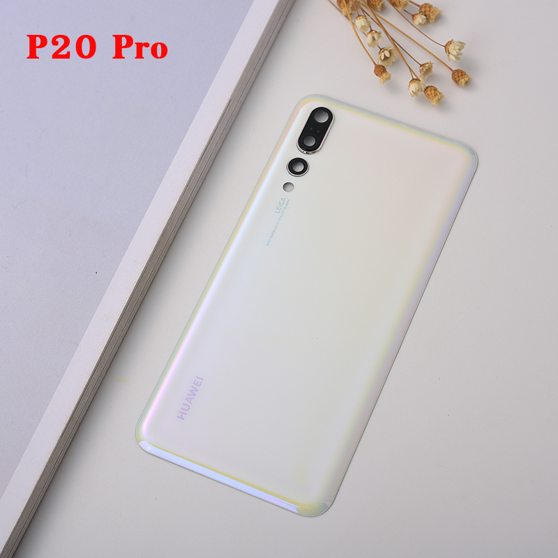 Huawei  p20 pro  p 20 bagcover batteri glas bagdør kabinet panel taske til clt -al01 eml -al00 & kamera linse telefon udskiftning: P20 pro hvid