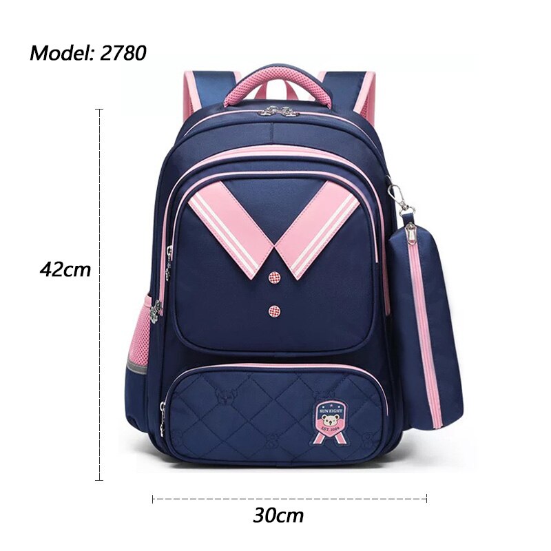 Sun otte skoletasker til piger skoletaske børn rygsæk ortopædiske ryg børn tasker: Lyserød 2780