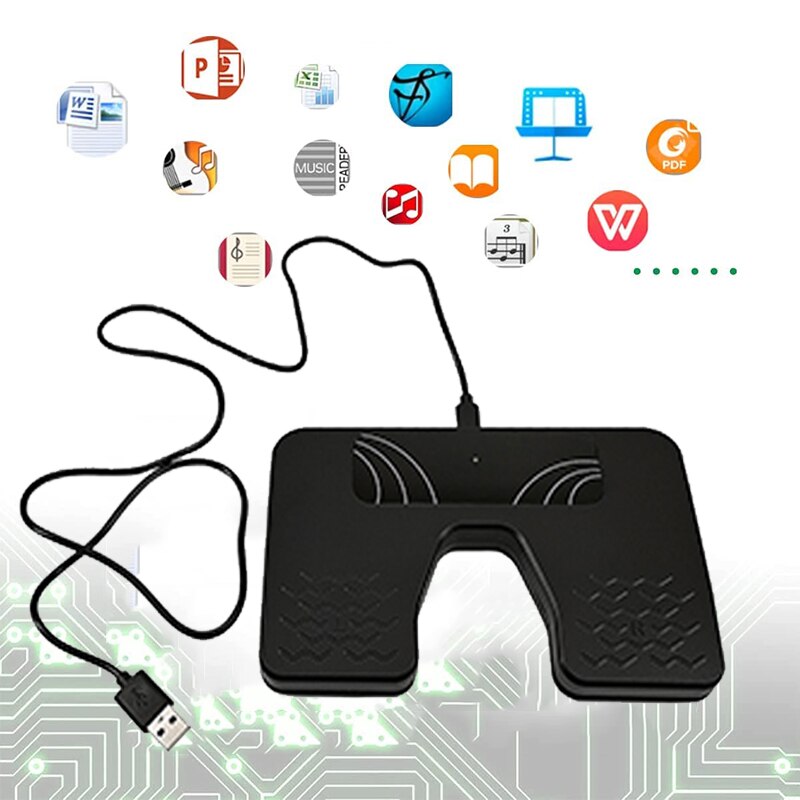 USB Connect Page Turner Pedal Bluetooth USB Foot Pedal Double Switches PC Keyboard Mouse Game Musical with iOS iPhone Android