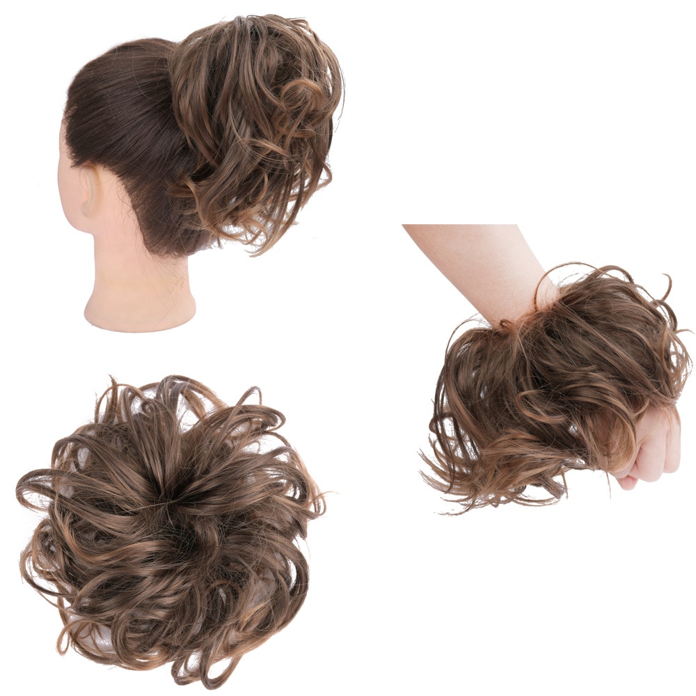 Synthetic Hair Ring Messy Wrap For Hair Extension Donut Curly Rubber Band Languid Women Hair Tail Ponytail Accessory