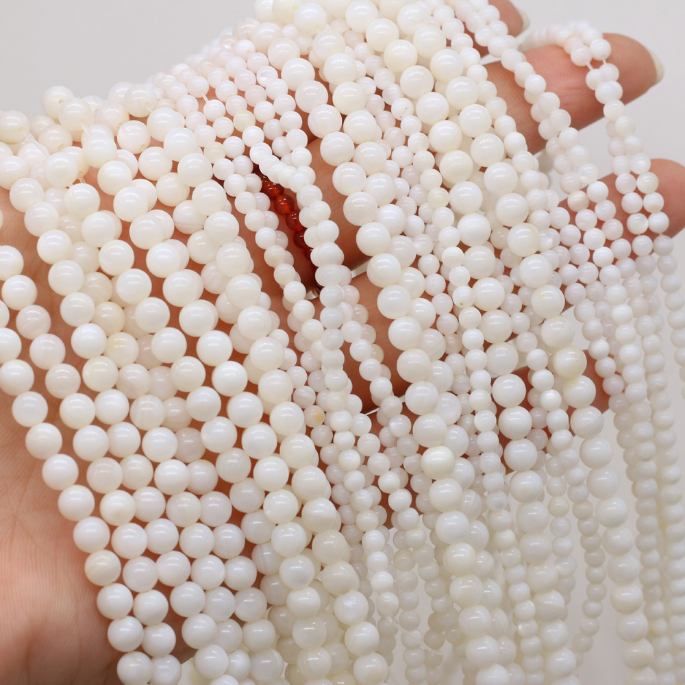 Stil naturliga sötvattensnäckor runda lösa pärlor för gör-det-själv smyckestillverkning armband örhänge halsband tillbehör