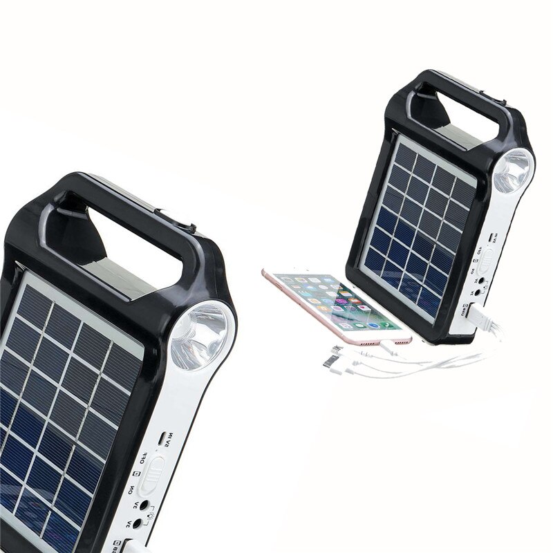 Usb-oplader bærbar 6v genopladeligt solpanel strømlagringsgeneratorsystem med lampebelysning hjem solenergisystem kit