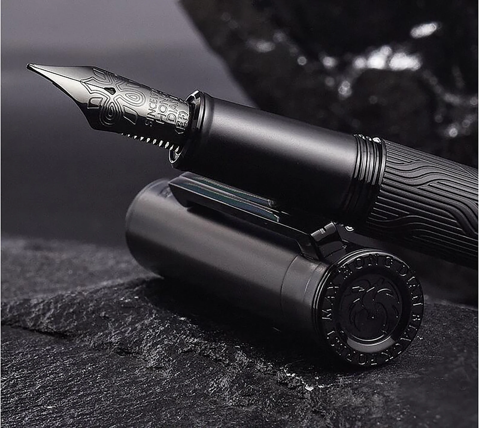 Hongdian 1860 Max Forest Metal Fountain Pen Blue Nib EF/F Nib Beautiful Tree Texture Excellent Writing Business Office Pen