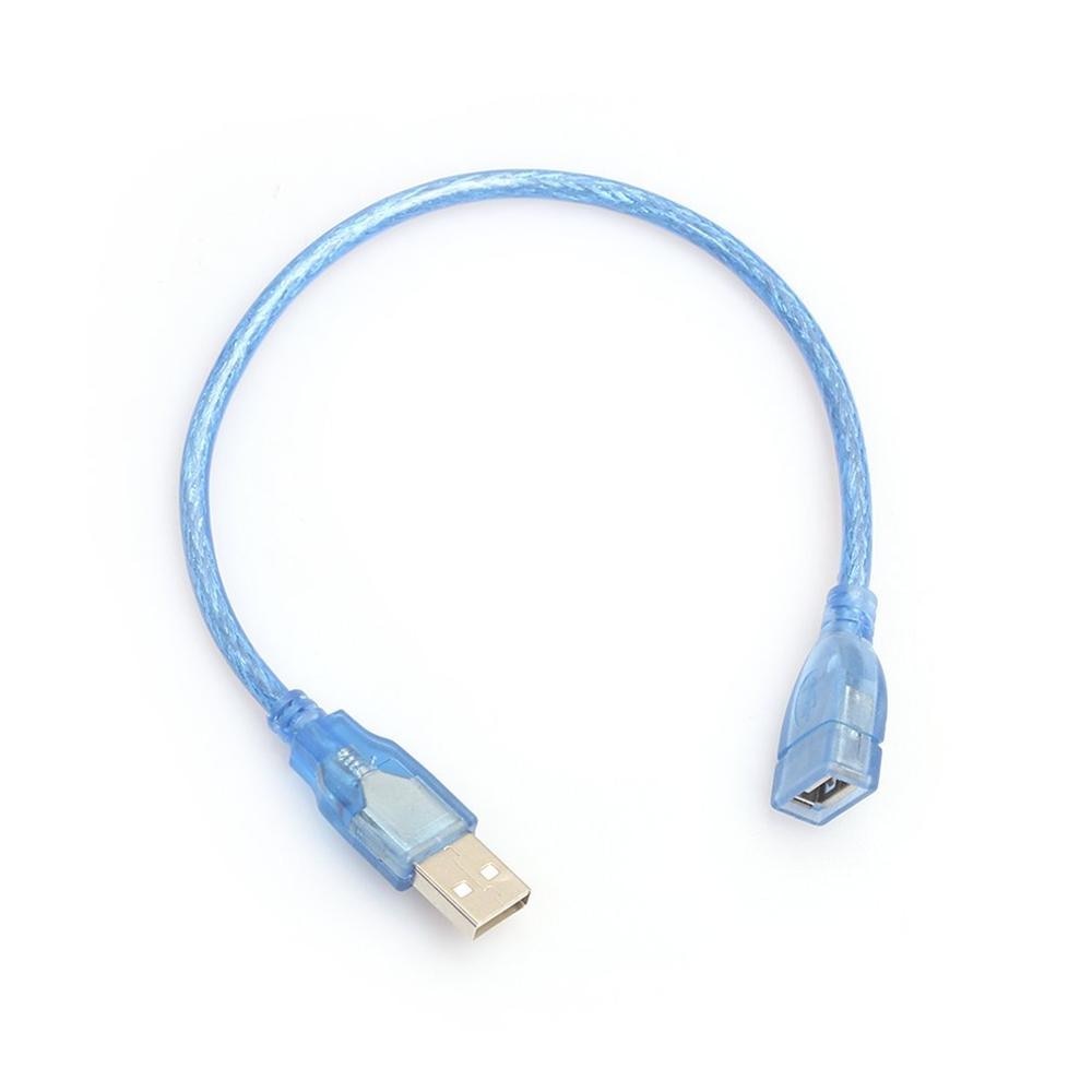 30 Cm High Speed Usb 2.0 Verlengkabel Transparant Blauw Man-vrouw Usb Verlengkabel Koperen Kern Usb Korte kabel